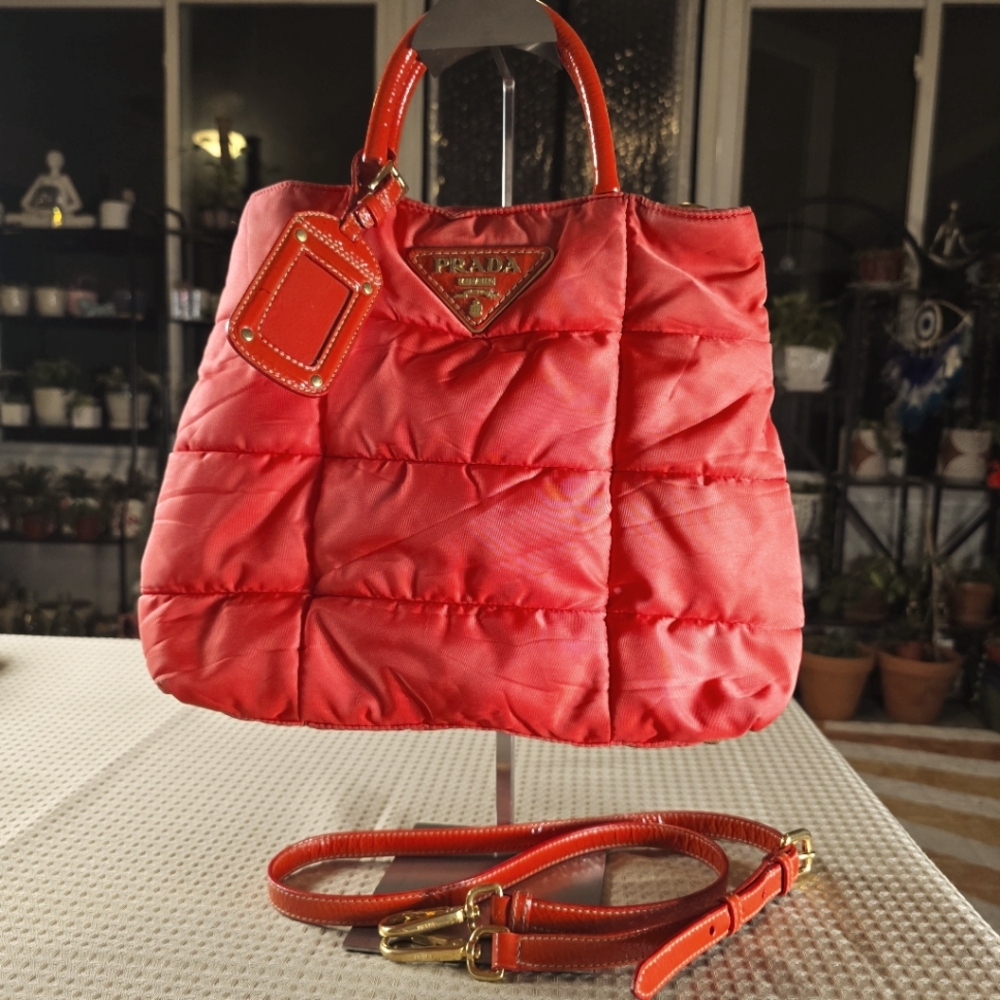 Prada Tessuto Nylon Top Handle Bag With Shoulder/Crossbody Strap